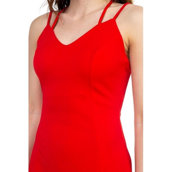 Haute Monde Red Double Strap Cross Back Dresss - Picture 3 of 6
